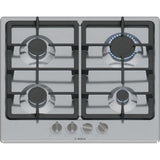 Table de cuisson a gaz - BOSCH Série 4 - 4 foyers - 52 x 58,2 x 4,5 cm - PGP6B5K90 - Inox