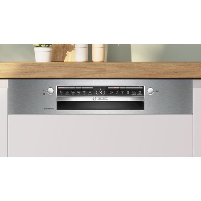 Lave-vaisselle semi-encastrable BOSCH SMI6ZCS10E SER6 - 14 couverts - Induction - L60cm - 40 dB - Classe B - tiroir - Acier Brossé