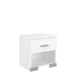 Chambre complete BOSTON : Lit adulte 140x190 + Commode + 2 Chevets - Décor blanc - Fabriqué en France