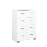 Chambre complete BOSTON : Lit adulte 140x190 + Commode + 2 Chevets - Décor blanc - Fabriqué en France