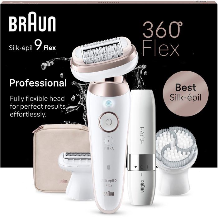 Épilateur électrique - BRAUN - SILK EPIL 9 Flex - 2 vitesses - Sans fil - 50 min