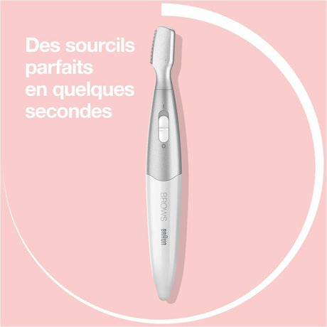 Mini-tondeuse de précision - BRAUN - FG1106 Sourcils- 1 vitesse - Pile - Gris / Blanc