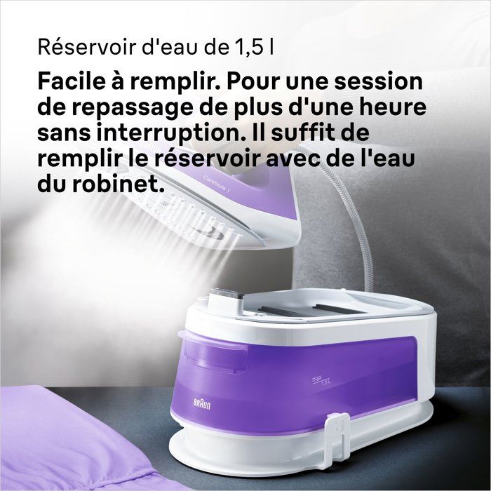 Centrale vapeur CareStyle 1 - BRAUN - IS1014VI - 6 bar - 1,5 L - Violet / Blanc