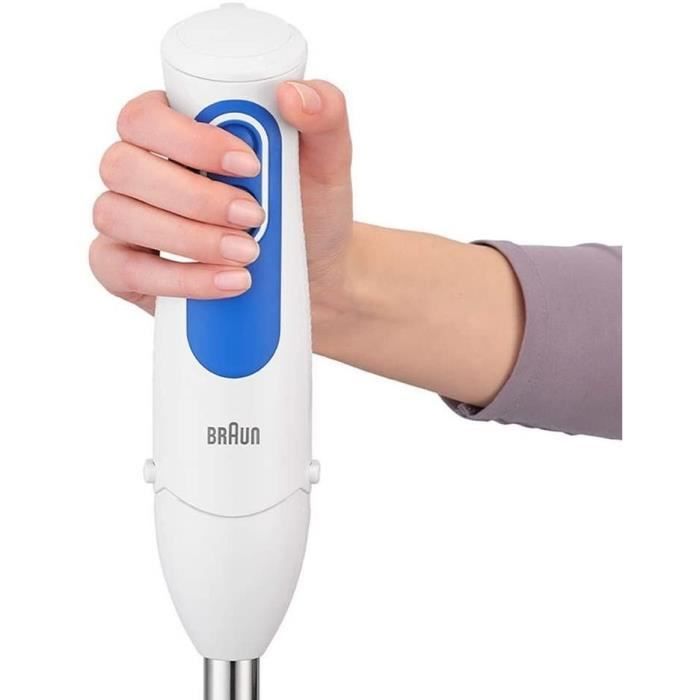 Mixeur plongeant BRAUN MQ3000WH Smoothie Plus - Pied mixeur Blanc et Bleu