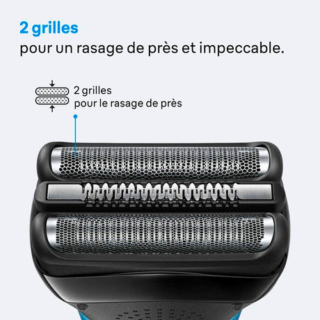 Rasoir électrique BRAUN Series 3 - Bleu et noir - Autonomie 30 minutes - Charge rapide 5 minutes