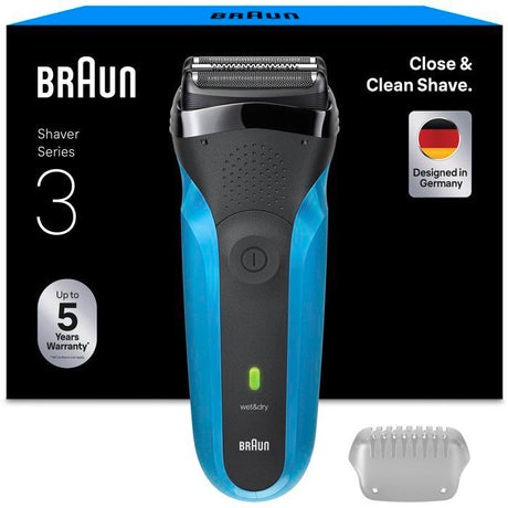 Rasoir électrique BRAUN Series 3 - Bleu et noir - Autonomie 30 minutes - Charge rapide 5 minutes