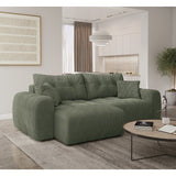 Canapé d'angle convertible - 4 places - BRANDON - Tissu Vert - 242 x 144 x 86 cm