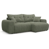 Canapé d'angle convertible - 4 places - BRANDON - Tissu Vert - 242 x 144 x 86 cm