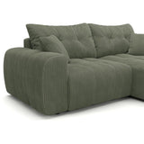 Canapé d'angle convertible - 4 places - BRANDON - Tissu Vert - 242 x 144 x 86 cm
