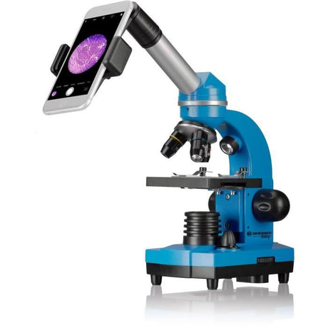 Microscope étudiant BIOLUX SEL - BRESSER JUNIOR - grossissement 40x-1600x - kit d'expérimentation - bleu