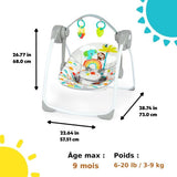 BRIGHT STARTS Transat bébé Balancelle électrique pliable – Animaux, 6 vitesses balancement, cadeau bébé