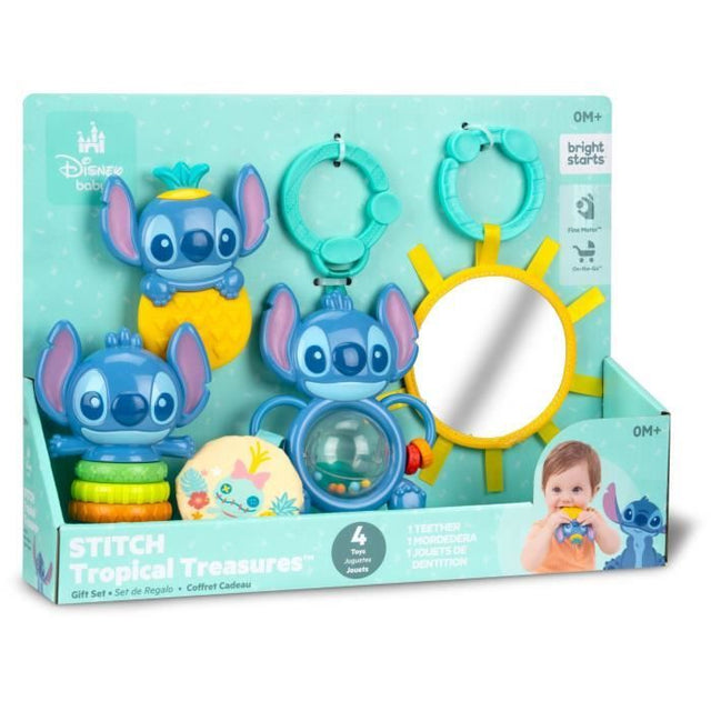 DISNEY BABY - STITCH - Coffret Cadeau Naissance?  - 4 jouets bébé , Hochet, Anneau de dentition, Jouets multisensoriels