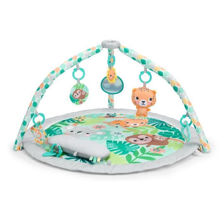 BRIGHT STARTS Tapis d'éveil bébé au sol évolutif pliable- Foret tropicale- arche avec jouets sensoriels et musicaux ,miroir