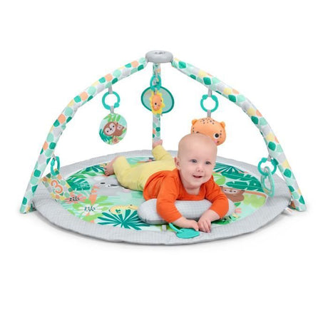 BRIGHT STARTS Tapis d'éveil bébé au sol évolutif pliable- Foret tropicale- arche avec jouets sensoriels et musicaux ,miroir