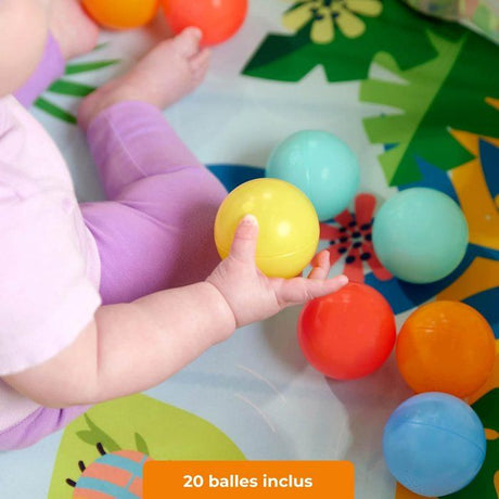 BRIGHT STARTS- Piscine a Balles Rainforest pliable avec sac de transport inclus, 20 balles