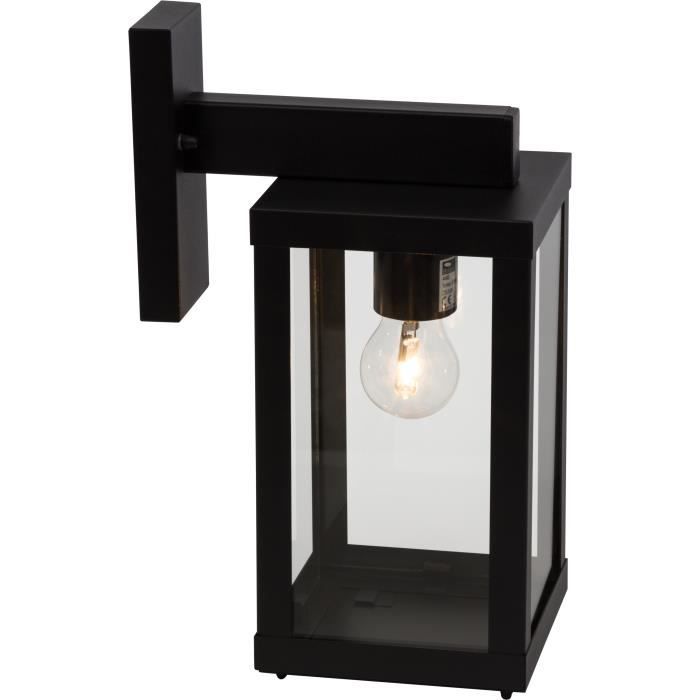 Applique extérieure GAIA descendante noir métal/verre E27 1x60W - BRILLIANT