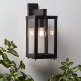 Applique extérieure GAIA descendante noir métal/verre E27 1x60W - BRILLIANT