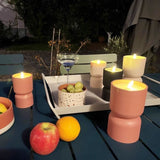 Lampe de table d'extérieur - BRILLIANT - LOVERE - Forme bougie - Plastique - 3 W - Beige et brun clair