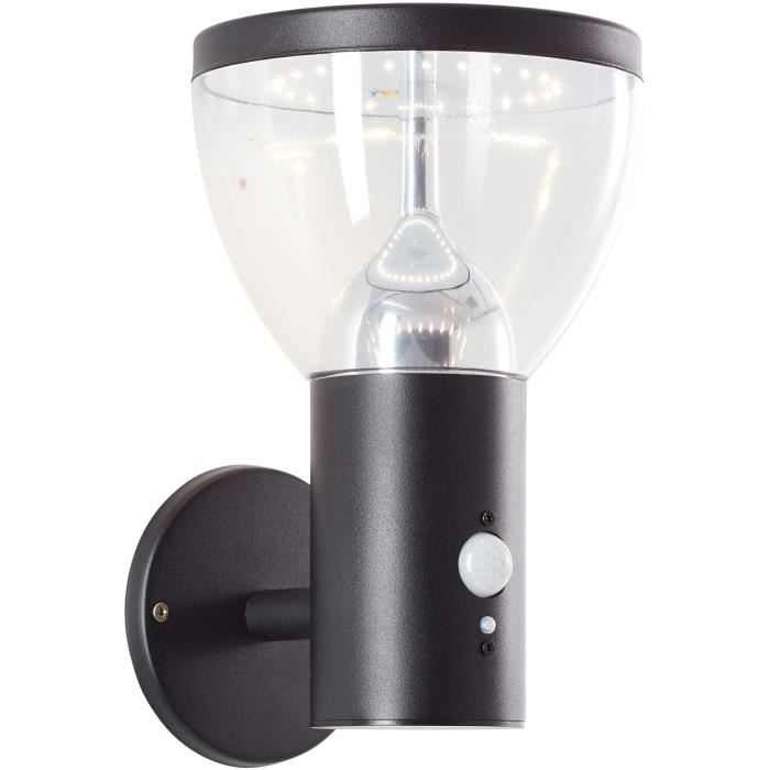 Applique extérieure - BRILLIANT - TULIP - LED et solaire - Détecteur de mouvement - Acier inoxydable et plastique - 4 W - Noir