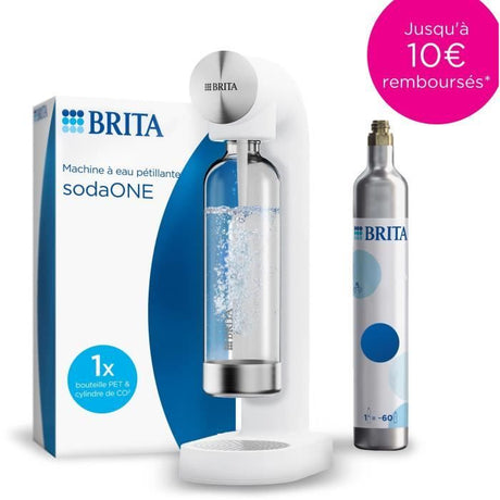 Machine a soda BRITA - SodaONE Blanche - 1 Bouteille 1L et 1 Cylindre de CO2 inclus