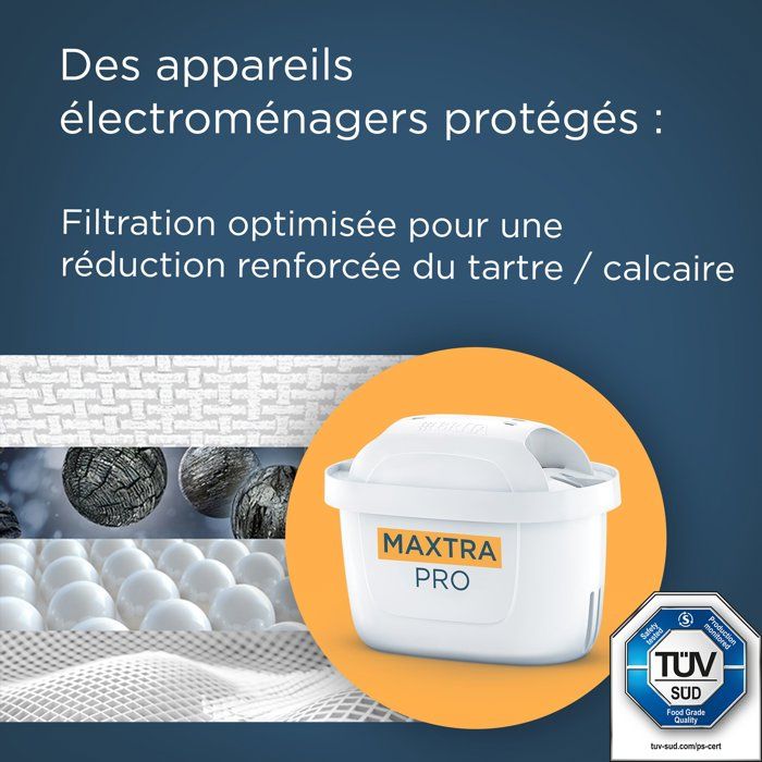 Carafe filtrante BRITA - Style Essential Sable - Capacité 2,4L dont 1,4L d'eau filtrée - 1 mois MAXTRA PRO EXPERT ANTI-TARTRE