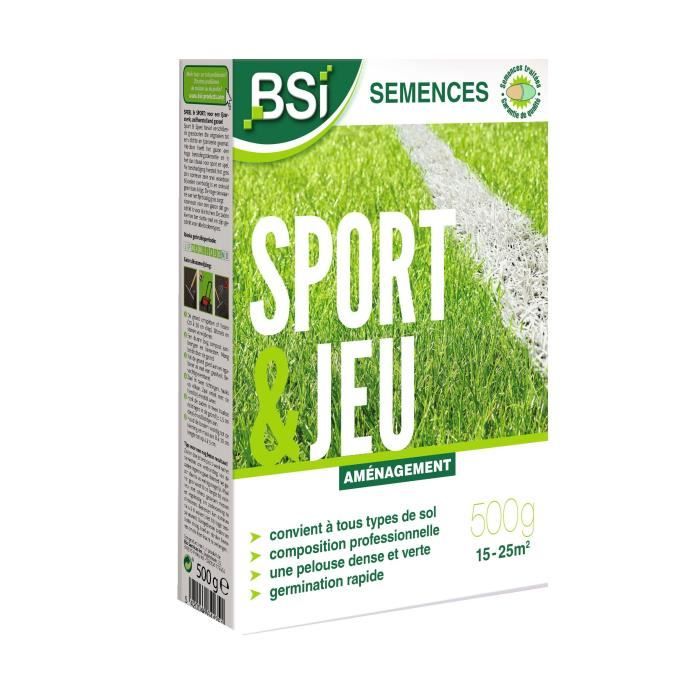 BSI - Semences De Gazon - Sport Ou Jeu - Avec Enrobage Protecteur - Tres Haute qualité - Jusqu'a 25 m˛ - 500g