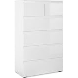 Commode CAPETOWN - Décor blanc brillant - 6 Tiroirs - L80 x H131,5 x P40 cm