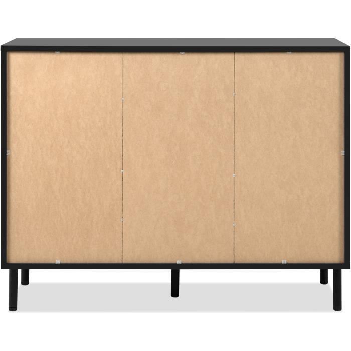 Buffet - MONZA 01B - Noir / Chene artisan - 2 portes - 4 tiroirs - 118 x 90 x 40 cm