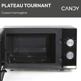 Micro-ondes Gril CANDY CMG20TNMB Moderna 20L 700W - Gril 900W - UI mécanique 6 niveaux de puissance - Fonction Décongélation poids