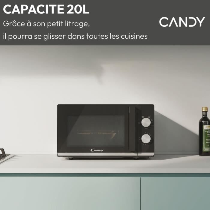 Micro-ondes Gril CANDY CMG20TNMB Moderna 20L 700W - Gril 900W - UI mécanique 6 niveaux de puissance - Fonction Décongélation poids