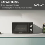 Micro-ondes Gril CANDY CMG20TNMB Moderna 20L 700W - Gril 900W - UI mécanique 6 niveaux de puissance - Fonction Décongélation poids