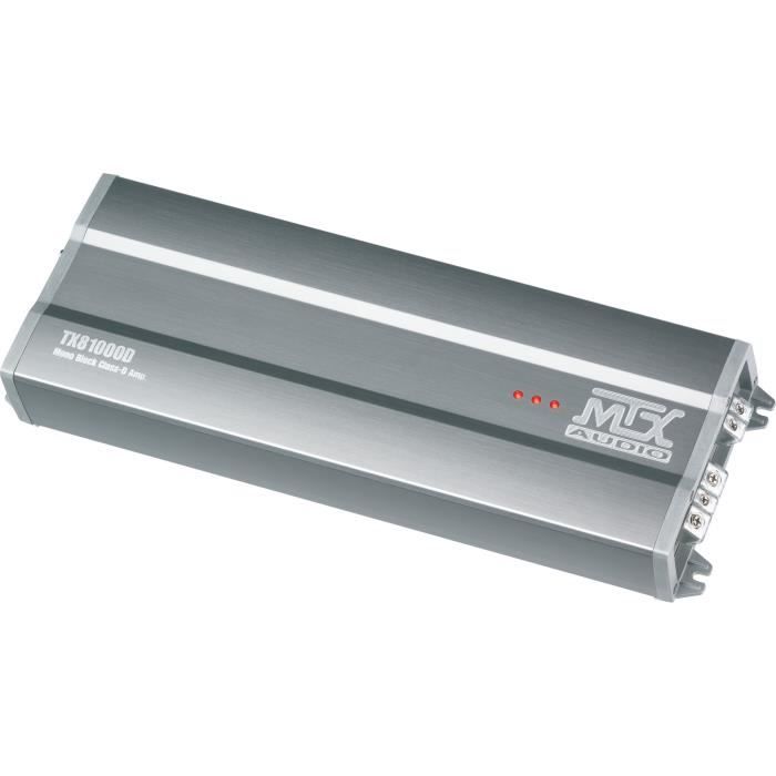 MTX TX81000D Amplificateur voiture Classe-D 1x1000W RMS @2O Télécommande EBC Filtres variables