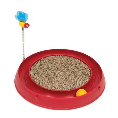 CAT IT Cuircuit 3 en 1 avec balle et planche a griffer - Ř 36 cm - Rouge - Pour chat