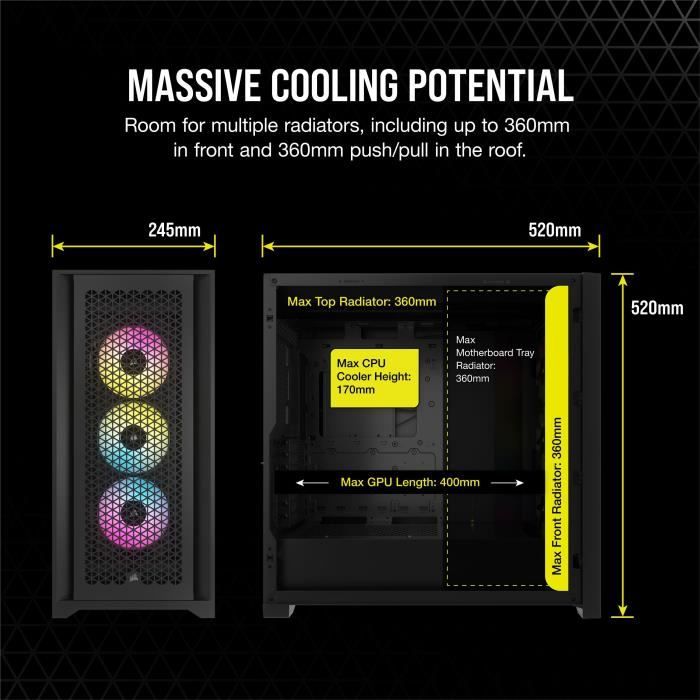 Boîtier PC - CORSAIR - FRAME 5000D RS ARGB Airflow - Moyen-tour - Noir - CC-9011309-WW
