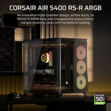 Boitier PC - CORSAIR - AIR 5400 RS-R ARGB Tempered Glass Mid-Tower - Ventilateurs RGB a rotor inversé - Noir