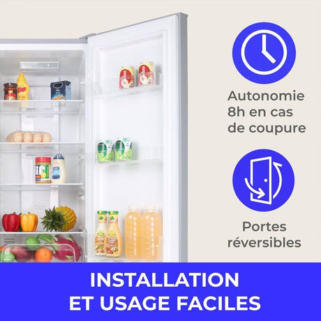 Réfrigérateur combiné - CONTINENTAL EDISON - CEFC225NFS - 225L - Total No Frost(Sans givre) - L48,5 x P60 x H175 cm-Classe E -Silver