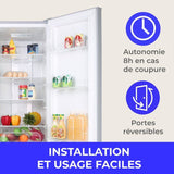Réfrigérateur combiné - CONTINENTAL EDISON - CEFC225NFS - 225L - Total No Frost(Sans givre) - L48,5 x P60 x H175 cm-Classe E -Silver