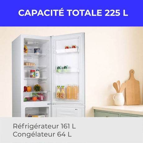 Réfrigérateur combiné-CONTINENTAL EDISON - CEFC225NFW - 225L -Total No Frost (Sans givre) - Classe E - L48,5 x P60 x H175 cm - Blanc
