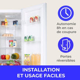 Réfrigérateur combiné-CONTINENTAL EDISON - CEFC225NFW - 225L -Total No Frost (Sans givre) - Classe E - L48,5 x P60 x H175 cm - Blanc