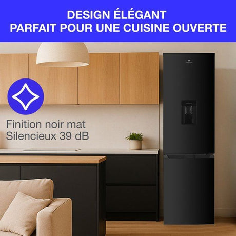 Réfrigérateur congélateur bas CONTINENTAL EDISON - 251L -Total No Frost(Sans givre) - Noir - L 54 cm x H 180 cm