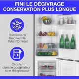 Réfrigérateur congélateur bas 251L - CONTINENTAL EDISON - Total No Frost(Sans givre) - Noir - Classe D - L 54 cm x H 180 cm
