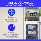 Réfrigérateur congélateur bas CONTINENTAL EDISON CEFC251NFS - Sans givre (congélateur et réfrigérateur) - 253L - Classe E - Inox