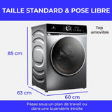 Lave-linge hublot - CONTINENTAL EDISON - CELL1012DDS1 - 10kg - MOTEUR INDUCTION DIRECTE SANS COURROIE -60 cm - 1200 trs/min - Silver