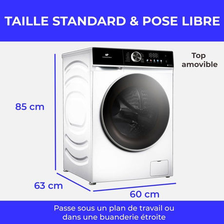 Lave-linge hublot - CONTINENTAL EDISON - CELL1012DDW1 - 10kg - MOTEUR INDUCTION DIRECTE SANS COURROIE - 60 cm - 1200 trs/min - Blanc