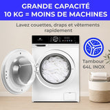 Lave-linge hublot - CONTINENTAL EDISON - CELL1012DDW1 - 10kg - MOTEUR INDUCTION DIRECTE SANS COURROIE - 60 cm - 1200 trs/min - Blanc