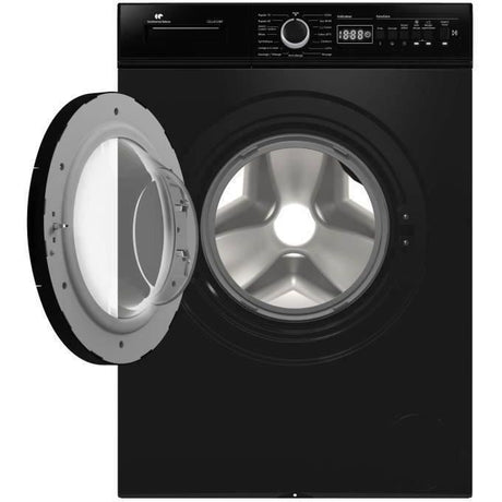 Lave-linge hublot - Pose libre - CONTINENTAL EDISON - CELL812IBP - 8 kg - Induction - 60 cm - 1200 trs/min - Noir mat