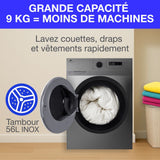 Lave-linge hublot CONTINENTAL EDISON CELL914ISS - 9 kg - Largeur 59,5 cm - Classe A -  1400 trs - moteur induction -Silver