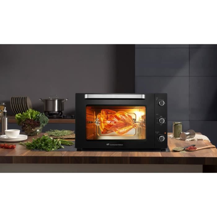 Minifour électrique -Chaleur tournante- CONTINENTAL EDISON - CEMF80B - Noir - L68 x H42,8 x P 48 cm