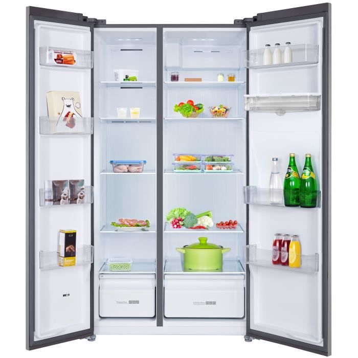 Réfrigérateur américain - CONTINENTAL EDISON - CERA505NFIXD - 503 L - Total No Frost (Sans givre) - Classe D - L92 x H177 cm - Inox
