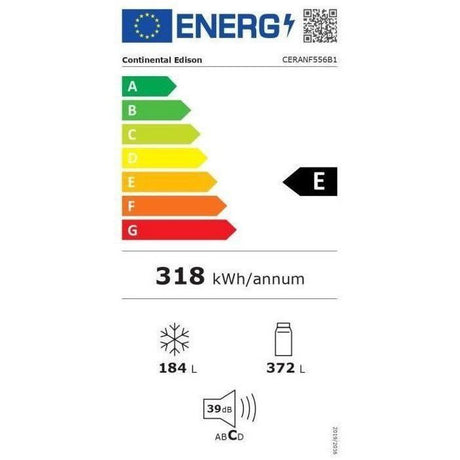 Réfrigérateur américain - CONTINENTAL EDISON - CERANF556B1 - Distributeur eau / glaçons - Classe E - 91,1 x 70,6 x 178 cm - Noir
